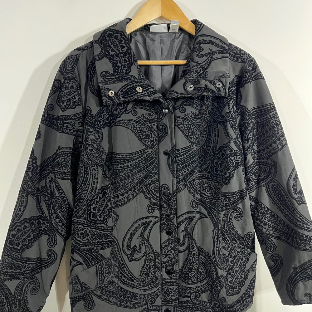 Zenergy Chicos Fairy Grunge Whimsigoth Flocked Paisley Jacket Large Statement